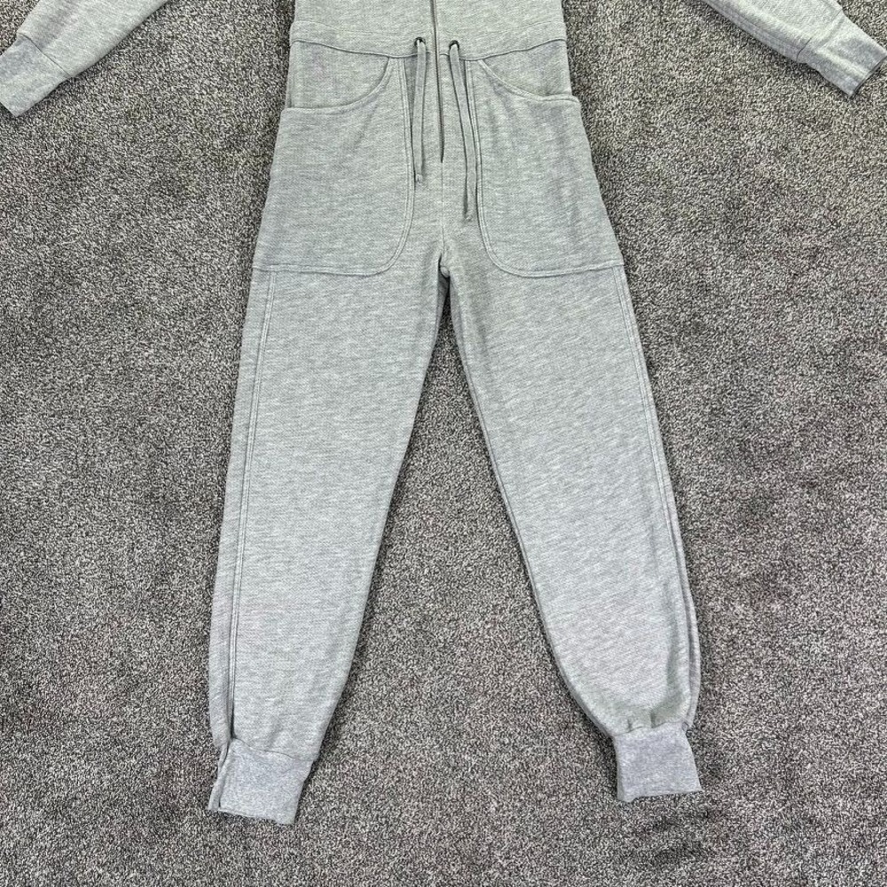 Rivet‎ Utility Maven Grey Zip Up Jumpsuit Pockets Drawstring Waist Womens Medium - Picture 4 of 16